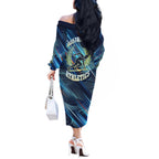 Australian Athletics Off The Shoulder Long Sleeve Dress Geometric Digital Sport Motion Art