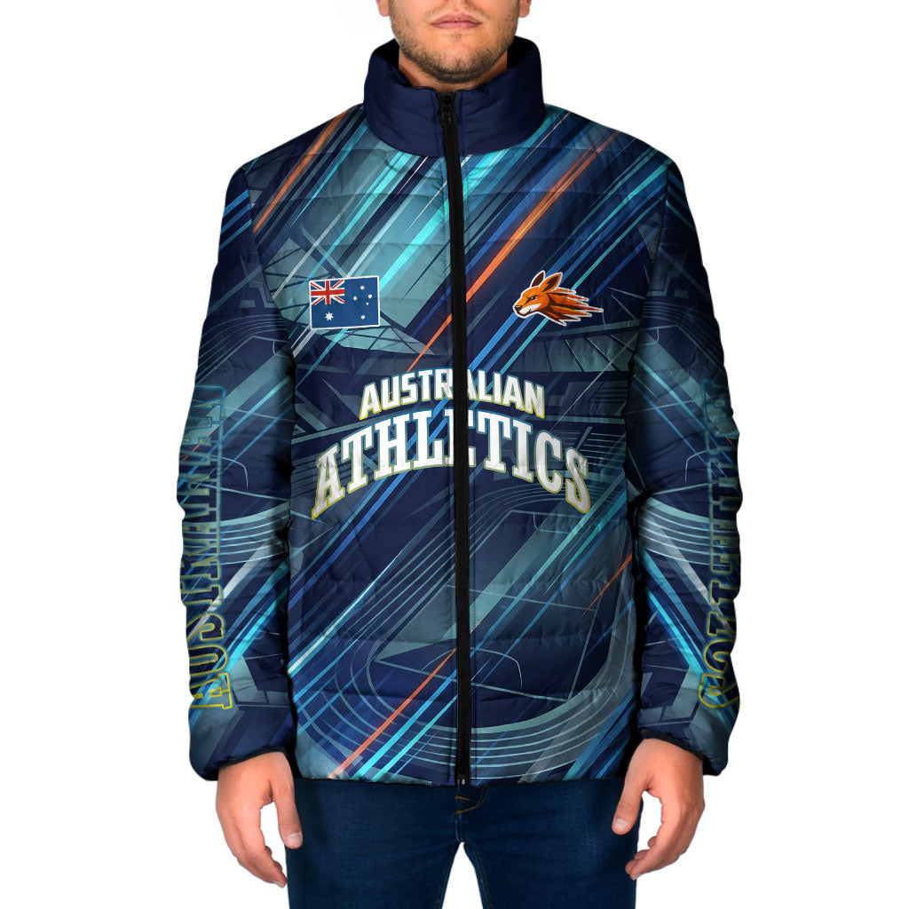 Australian Athletics Padded Jacket Geometric Digital Sport Motion Art