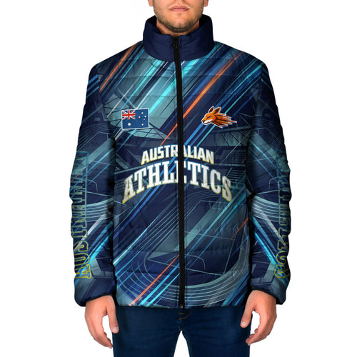 Australian Athletics Padded Jacket Geometric Digital Sport Motion Art