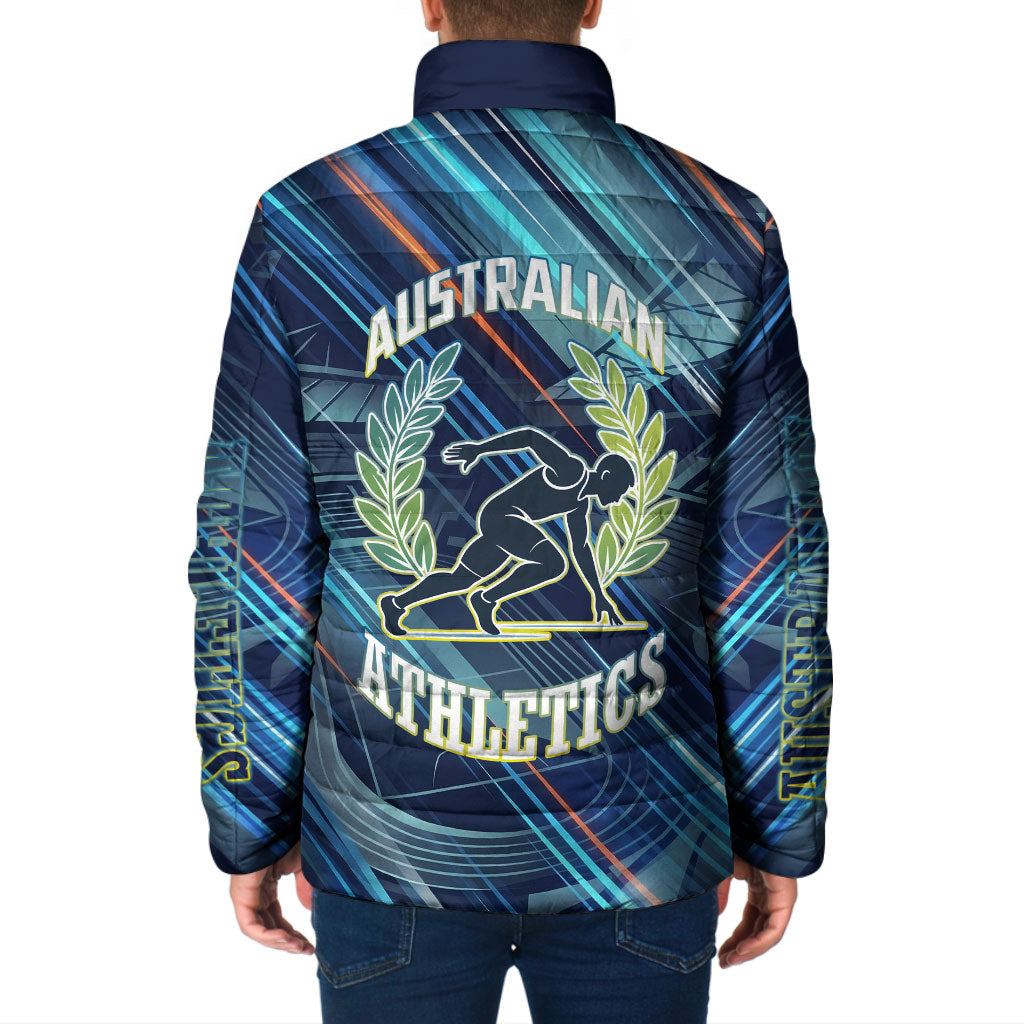 Australian Athletics Padded Jacket Geometric Digital Sport Motion Art