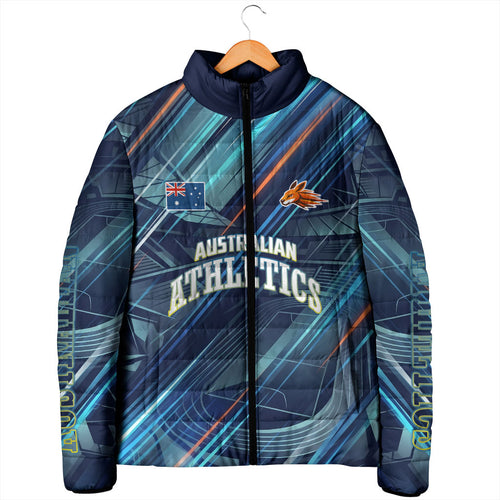Australian Athletics Padded Jacket Geometric Digital Sport Motion Art