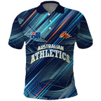 Australian Athletics Polo Shirt Geometric Digital Sport Motion Art