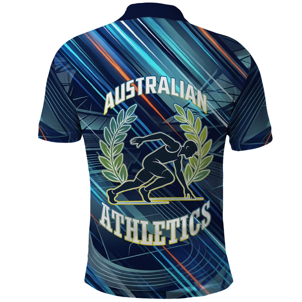 Australian Athletics Polo Shirt Geometric Digital Sport Motion Art