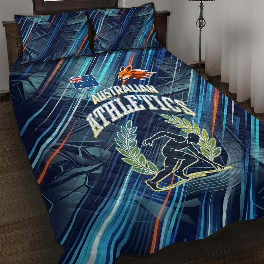 Australian Athletics Quilt Bed Set Geometric Digital Sport Motion Art