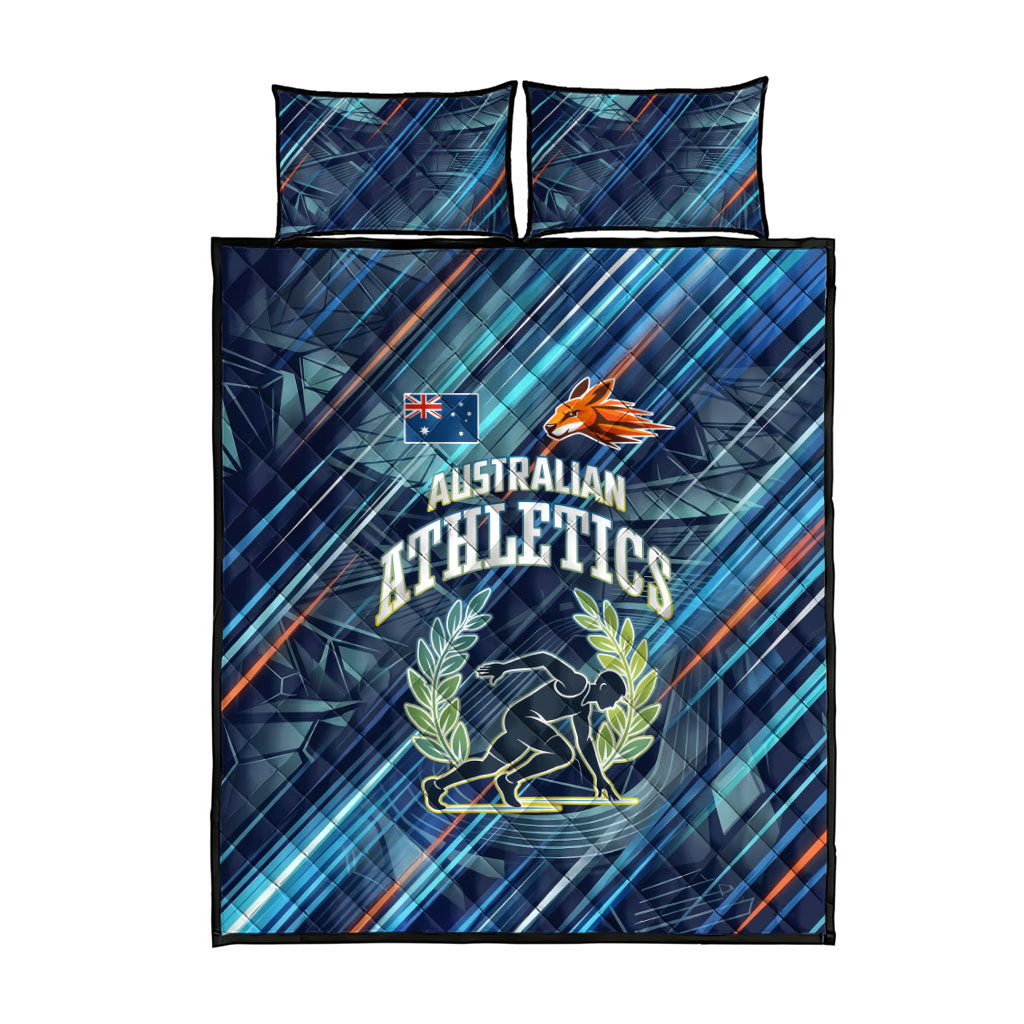Australian Athletics Quilt Bed Set Geometric Digital Sport Motion Art