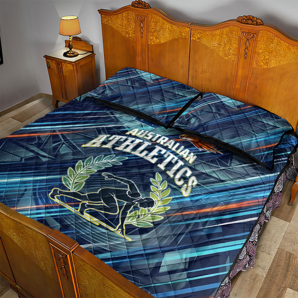 Australian Athletics Quilt Bed Set Geometric Digital Sport Motion Art