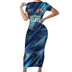 Australian Athletics Short Sleeve Bodycon Dress Geometric Digital Sport Motion Art