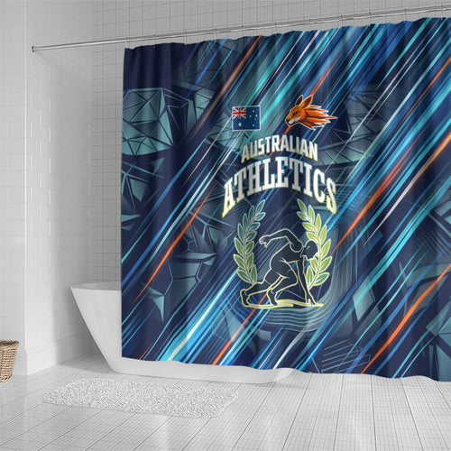Australian Athletics Shower Curtain Geometric Digital Sport Motion Art