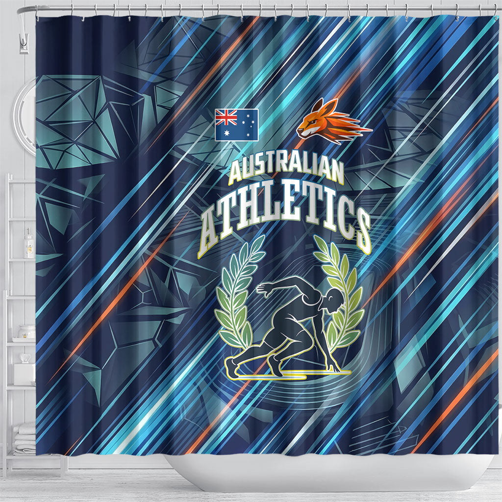 Australian Athletics Shower Curtain Geometric Digital Sport Motion Art
