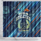 Australian Athletics Shower Curtain Geometric Digital Sport Motion Art