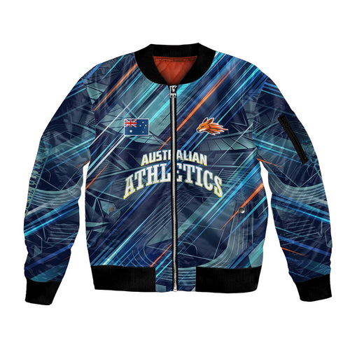 Australian Athletics Sleeve Zip Bomber Jacket Geometric Digital Sport Motion Art