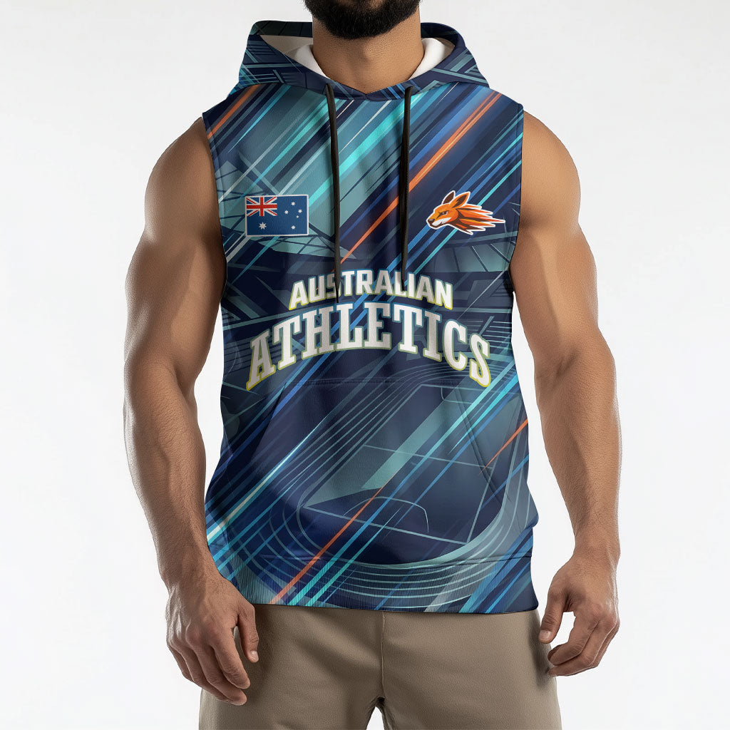 Australian Athletics Sleeveless Hoodie Geometric Digital Sport Motion Art