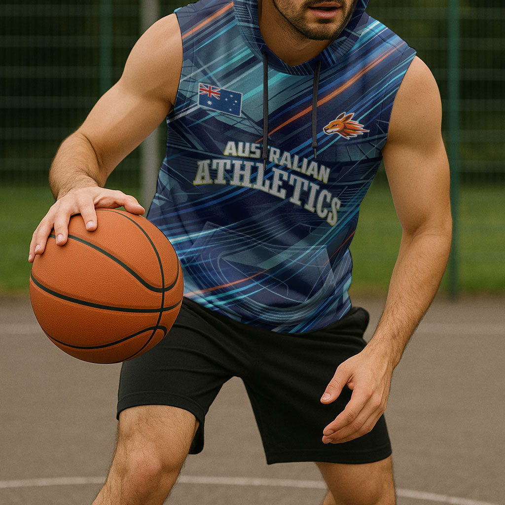 Australian Athletics Sleeveless Hoodie Geometric Digital Sport Motion Art