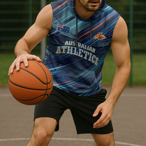Australian Athletics Sleeveless Hoodie Geometric Digital Sport Motion Art