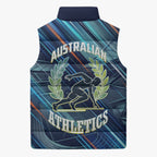Australian Athletics Sleeveless Puffer Jacket Geometric Digital Sport Motion Art