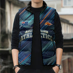 Australian Athletics Sleeveless Puffer Jacket Geometric Digital Sport Motion Art