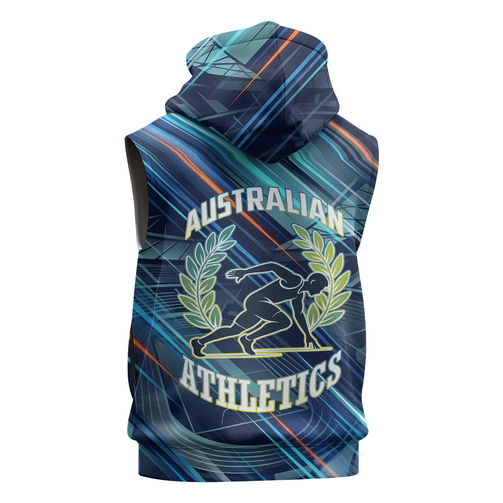 Australian Athletics Sleeveless Zip Hoodie Geometric Digital Sport Motion Art