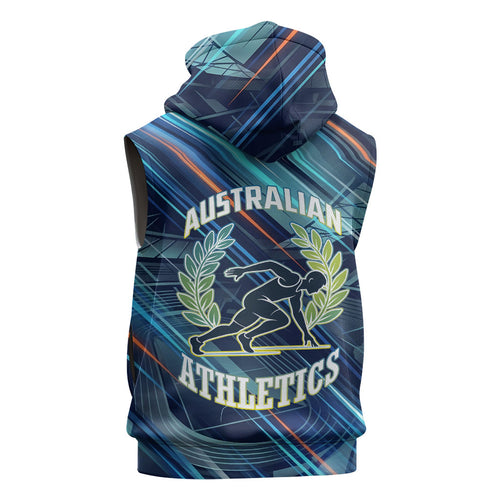 Australian Athletics Sleeveless Zip Hoodie Geometric Digital Sport Motion Art