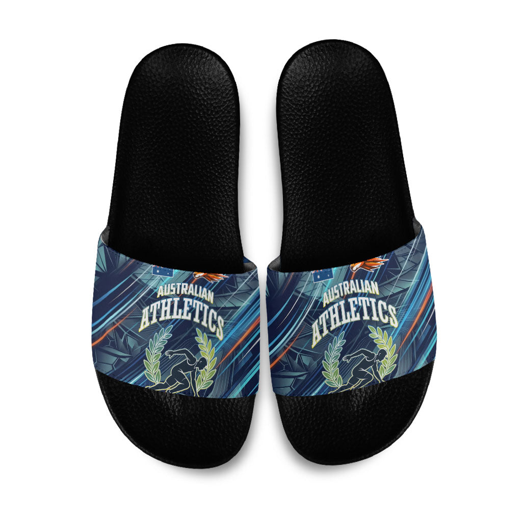 Australian Athletics Slide Sandals Geometric Digital Sport Motion Art