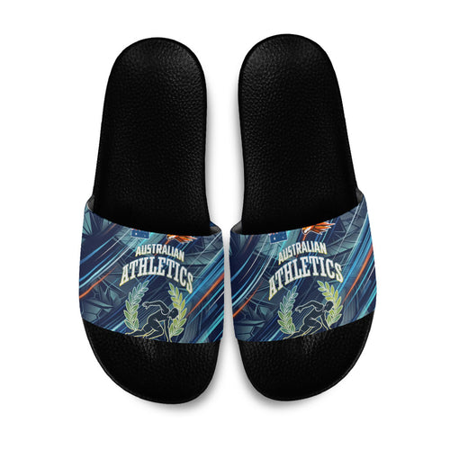 Australian Athletics Slide Sandals Geometric Digital Sport Motion Art