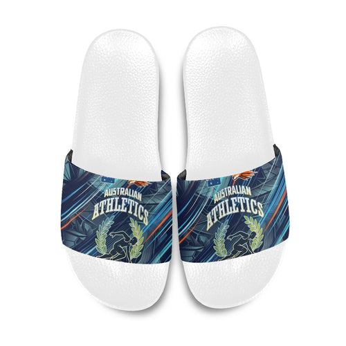 Australian Athletics Slide Sandals Geometric Digital Sport Motion Art