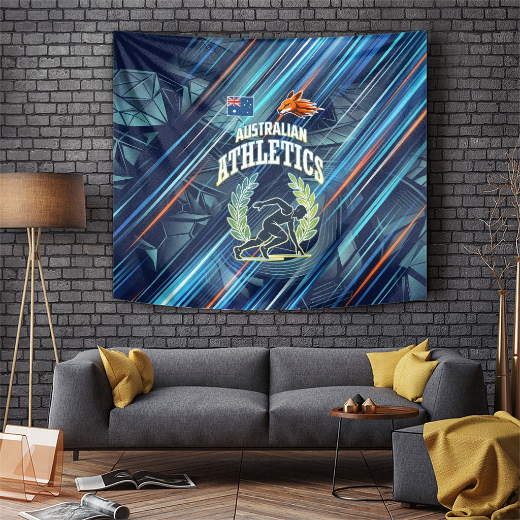 Australian Athletics Tapestry Geometric Digital Sport Motion Art
