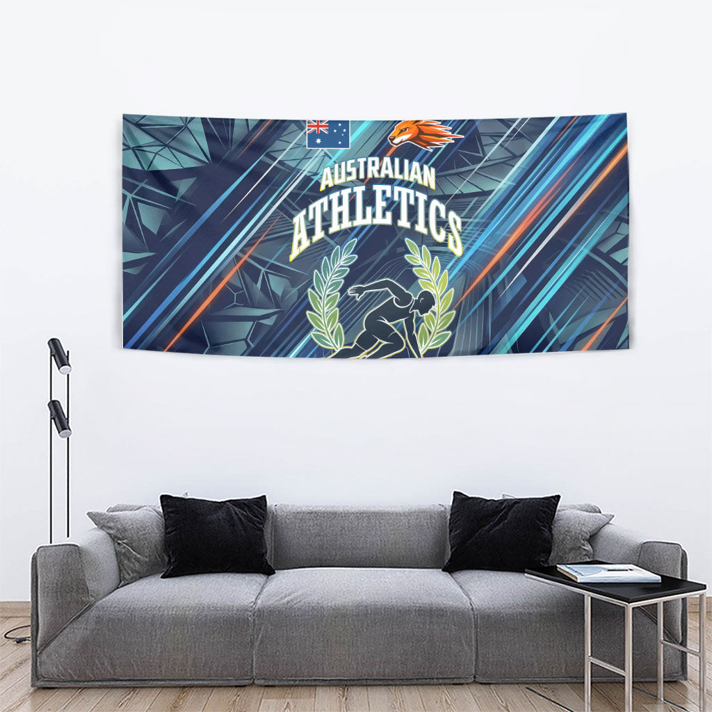 Australian Athletics Tapestry Geometric Digital Sport Motion Art