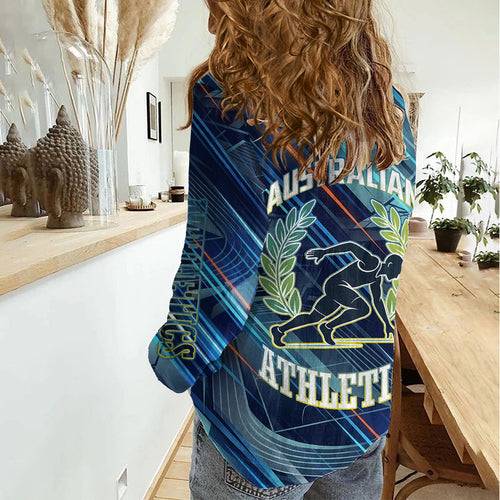 Australian Athletics Women Casual Shirt Geometric Digital Sport Motion Art