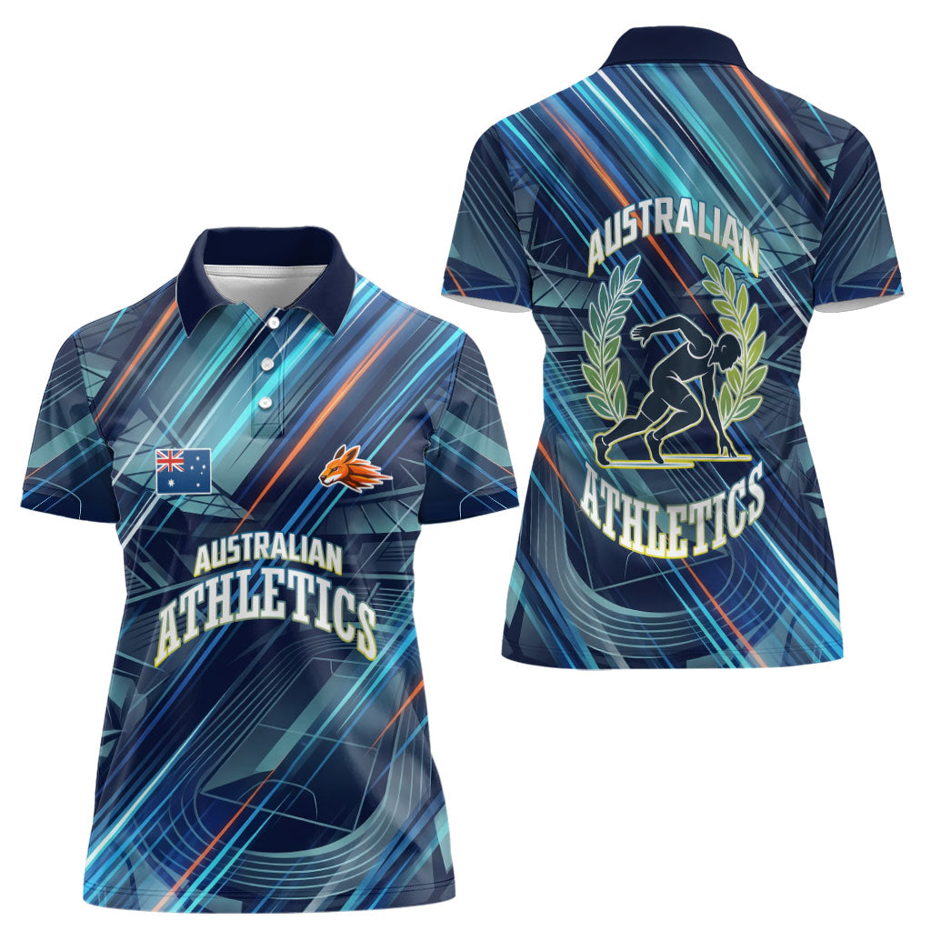 Australian Athletics Women Polo Shirt Geometric Digital Sport Motion Art