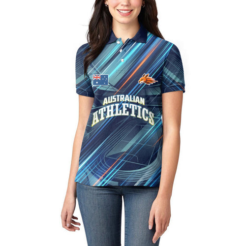 Australian Athletics Women Polo Shirt Geometric Digital Sport Motion Art