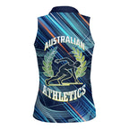 Australian Athletics Women Sleeveless Polo Shirt Geometric Digital Sport Motion Art