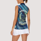 Australian Athletics Women Sleeveless Polo Shirt Geometric Digital Sport Motion Art