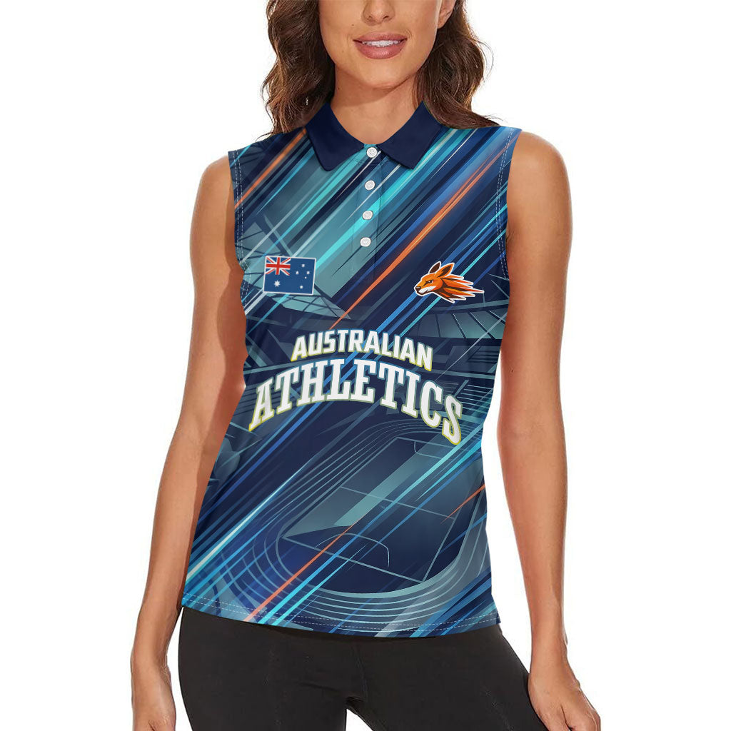 Australian Athletics Women Sleeveless Polo Shirt Geometric Digital Sport Motion Art