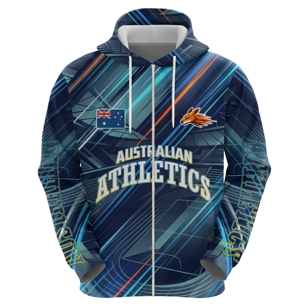 Australian Athletics Zip Hoodie Geometric Digital Sport Motion Art
