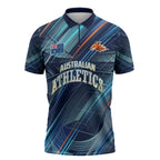 Australian Athletics Zipper Polo Shirt Geometric Digital Sport Motion Art