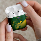 Australia Athletics AirPods Case Australian Flag Map Track Runner Silhouette Green Gold