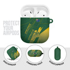 Australia Athletics AirPods Case Australian Flag Map Track Runner Silhouette Green Gold