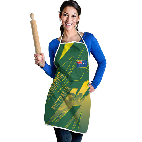 Australia Athletics Apron Australian Flag Map Track Runner Silhouette Green Gold