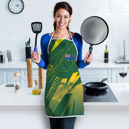 Australia Athletics Apron Australian Flag Map Track Runner Silhouette Green Gold