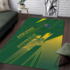 Australia Athletics Area Rug Australian Flag Map Track Runner Silhouette Green Gold