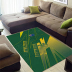 Australia Athletics Area Rug Australian Flag Map Track Runner Silhouette Green Gold