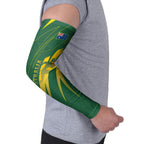 Australia Athletics Arm Sleeves Australian Flag Map Track Runner Silhouette Green Gold