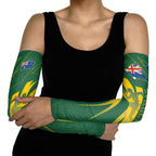 Australia Athletics Arm Sleeves Australian Flag Map Track Runner Silhouette Green Gold