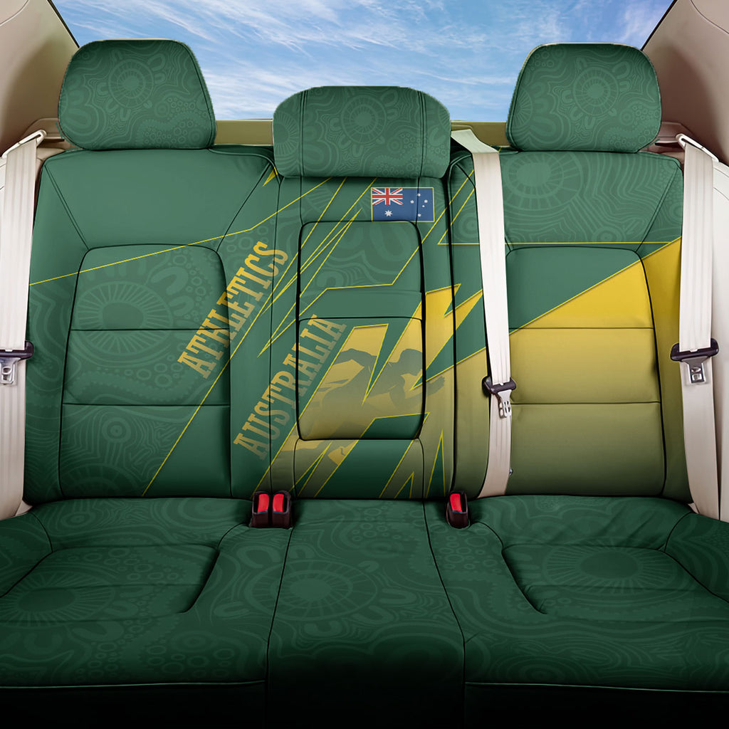Australia Athletics Back Car Seat Cover Australian Flag Map Track Runner Silhouette Green Gold