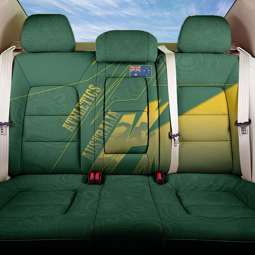 Australia Athletics Back Car Seat Cover Australian Flag Map Track Runner Silhouette Green Gold