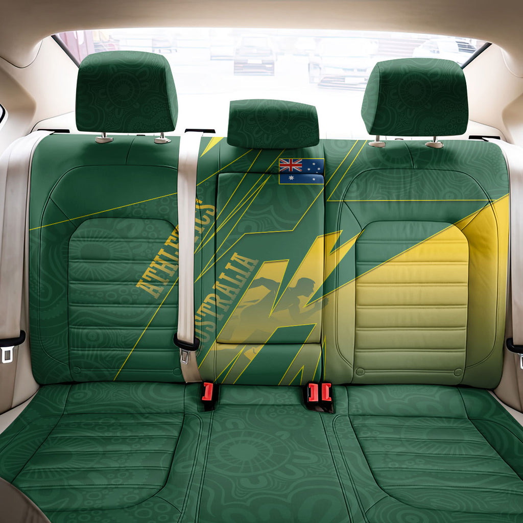 Australia Athletics Back Car Seat Cover Australian Flag Map Track Runner Silhouette Green Gold