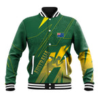 Australia Athletics Baseball Jacket Australian Flag Map Track Runner Silhouette Green Gold