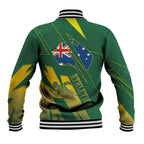 Australia Athletics Baseball Jacket Australian Flag Map Track Runner Silhouette Green Gold