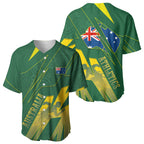 Australia Athletics Baseball Jersey Australian Flag Map Track Runner Silhouette Green Gold