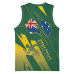 Australia Athletics Basketball Jersey Australian Flag Map Track Runner Silhouette Green Gold